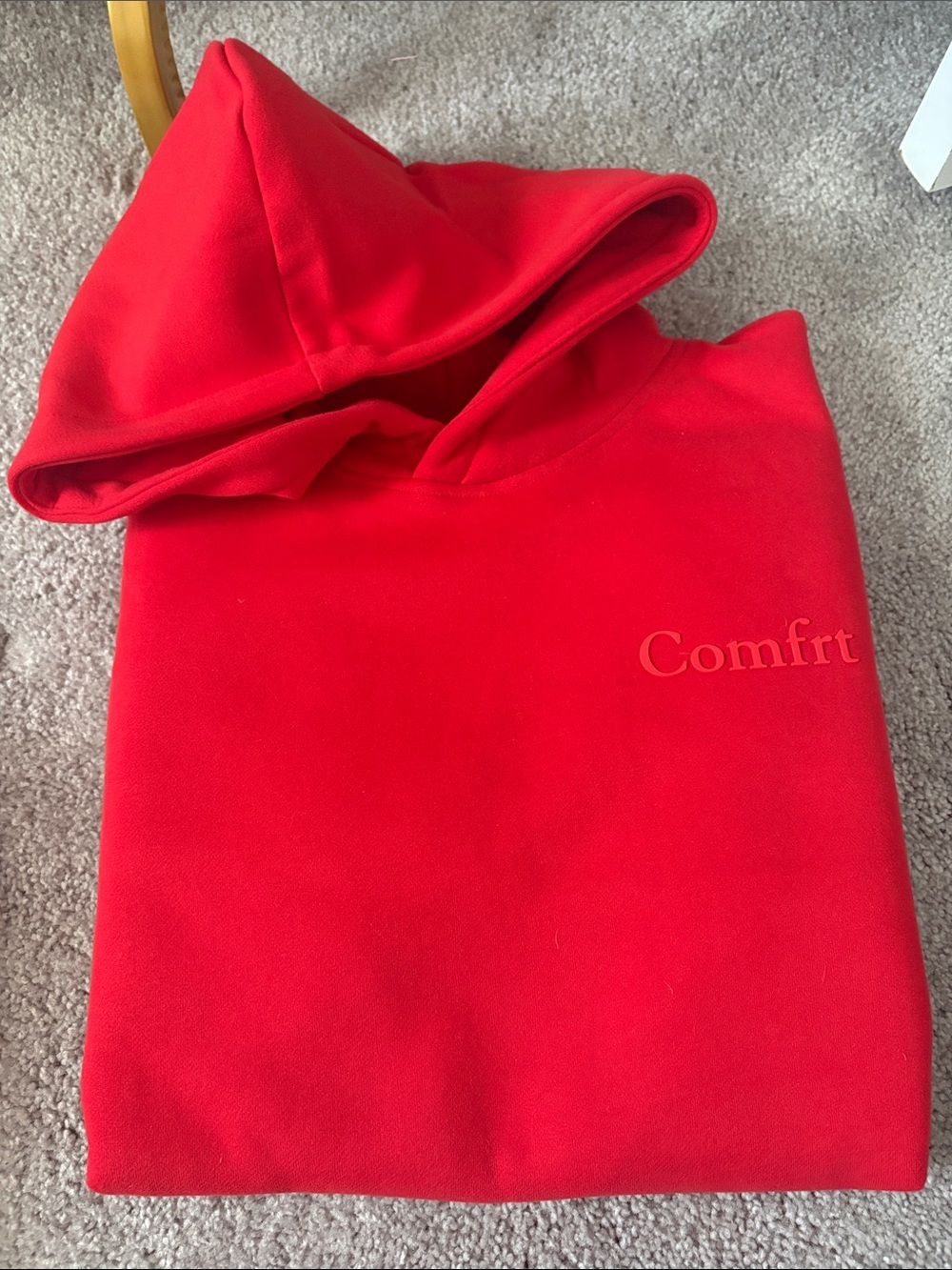 Red 'Comfrt' Hooded Sweatshirt